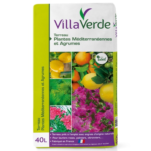 [W-001SVQ] Terreau pour plantes méditerranéennes & agrumes VILLAVERDE - 40L