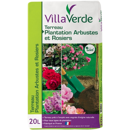 [W-001SVS] Terreau pour plantation d'arbustes & rosiers VILLAVERDE - 20L