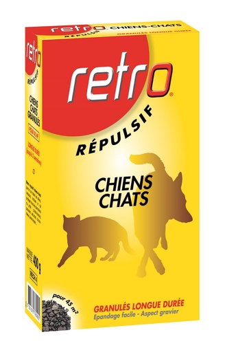 [34-001U0L] Répulsif en granulés pour chiens chats Étui RETRO - 400 g