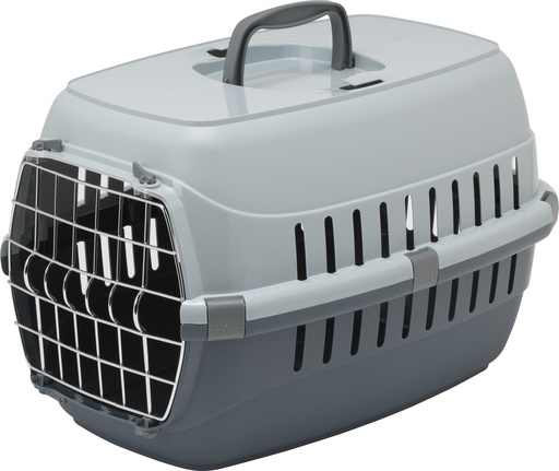 [N-004E1A] Caisse de transport grise pour chat 8kg max avec porte en métal MODERNA 