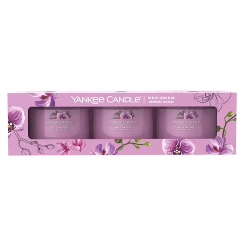 [23-004D7O] Pack 3 bougies votives en verre orchidée sauvage YANKEE CANDLE