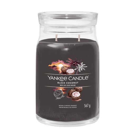 [23-004D83] Bougie jarre noix de coco noir YANKEE CANDLE - Grand modèle