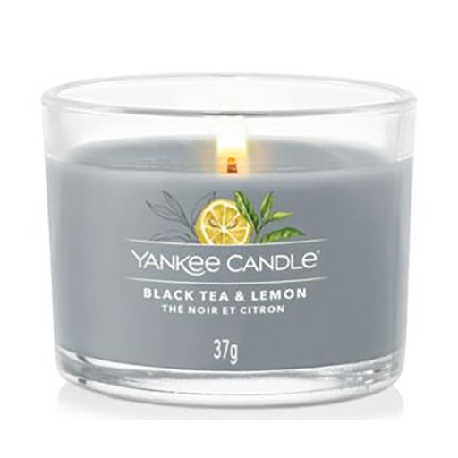 [23-004D9F] Bougie votive en verre thé noir & citron YANKEE CANDLE 
