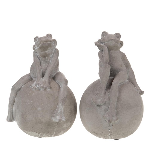 [3P-004EFN] Objet décoratif grenouille boule en pierre AMADEUS
