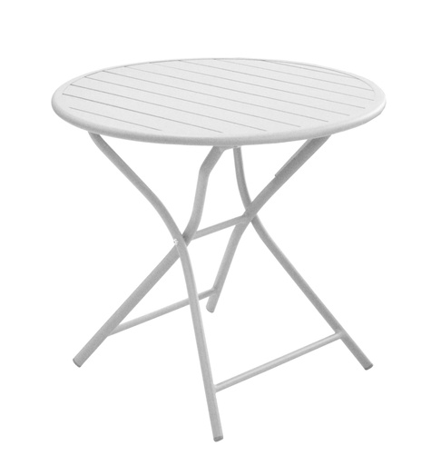 [30-0038HK] Table pliable guéridon cery blanc PROLOISIRS - 80cm