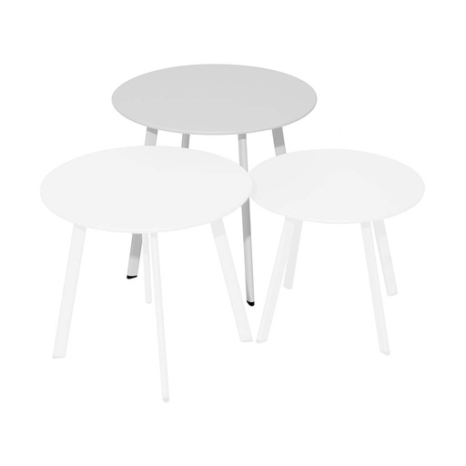 [33-00438J] Table basse massaï blanc PROLOISIRS - ∅50cm